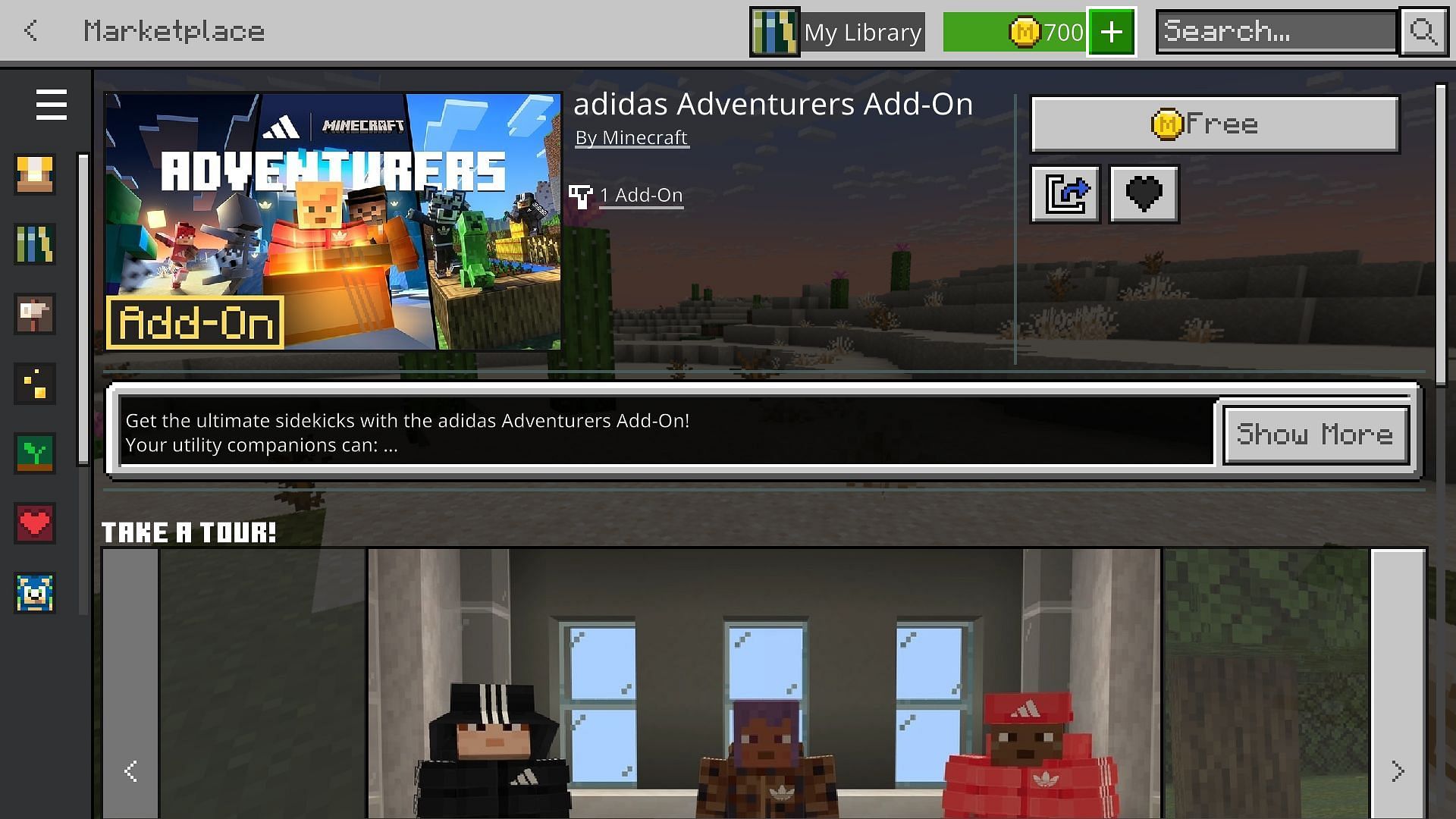 Get the add-on for free from the Minecraft Marketplace (Image via Sportskeeda Gaming || Mojang Studios)